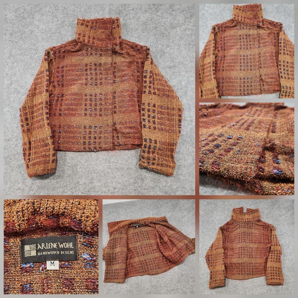 Arlene Wohl Womens Medium Hand Woven Designs Artisan Art-to-Wear Sweater Jacket‎